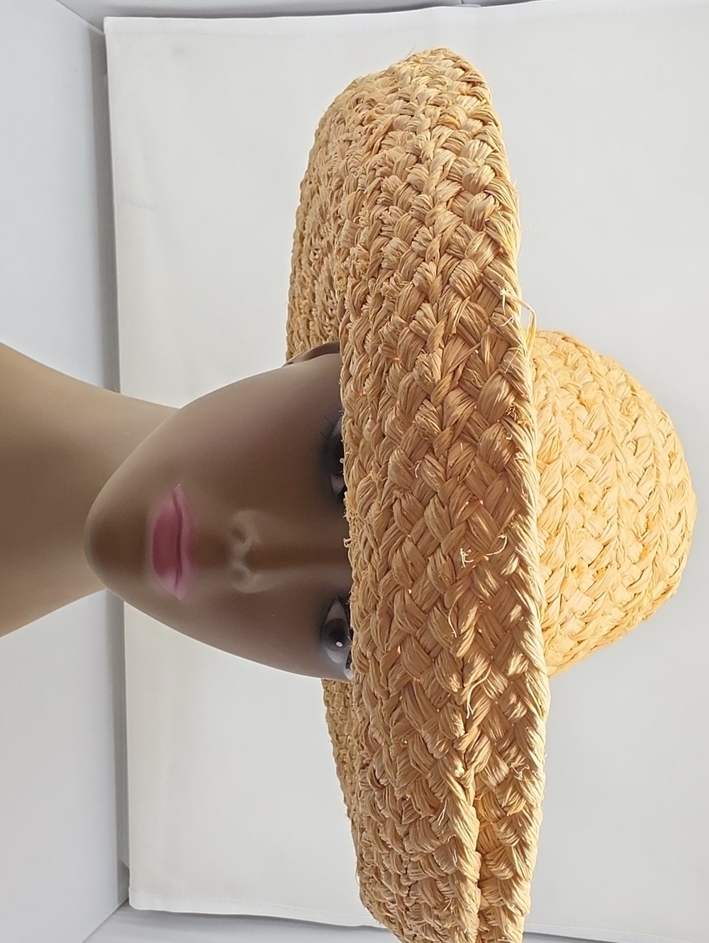 Helen Kaminski Sun Hat with Braided Wide Brim in Natural Tan